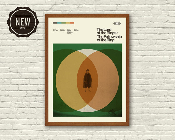 THE LORD of the RINGS Inspired Art Print Poster - Fellowship of The Ring, 18 x 24 Lithograph, Mid-Century Modern, Swiss, Vintage, Retro Home 1023576254