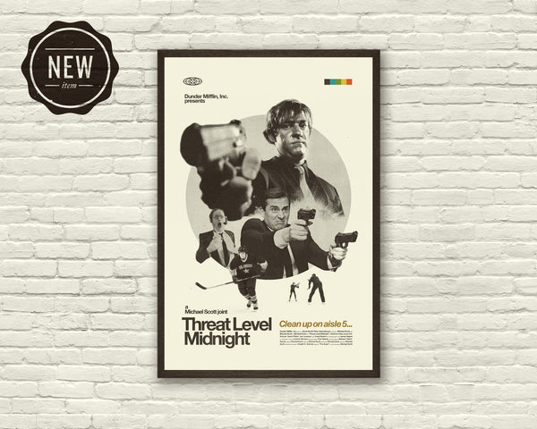 THE OFFICE Inspired Poster, Threat Level Midnight, Art Print - Helvetica, Mid-Century Modern, Black and white, Swiss, Poster 1152035304