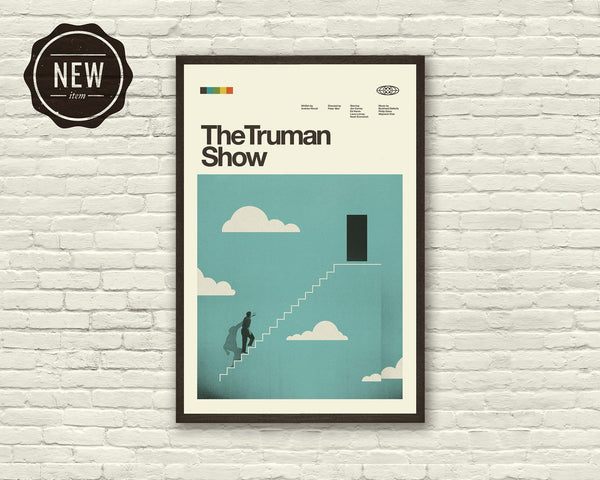 THE TRUMAN SHOW Inspired Poster - Minimalist, Mid-Century Modern, Kid's Room, Clouds, Stairs 1028914796
