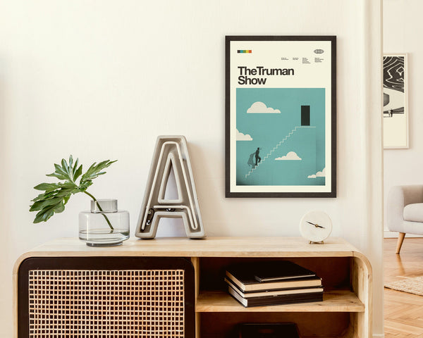 THE TRUMAN SHOW Inspired Poster - Minimalist, Mid-Century Modern, Kid's Room, Clouds, Stairs 1035765718