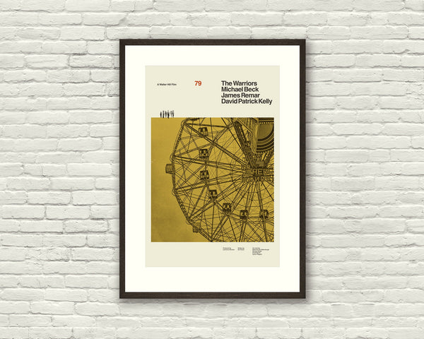 THE WARRIORS Inspired Poster, Art Print - Minimalist, Helvetica, Mid-Century Modern, Yellow, ferris wheel, Swiss, Coney Island 743355693