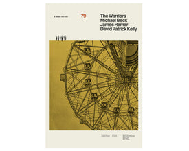 THE WARRIORS Inspired Poster, Art Print - Minimalist, Helvetica, Mid-Century Modern, Yellow, ferris wheel, Swiss, Coney Island 743355693
