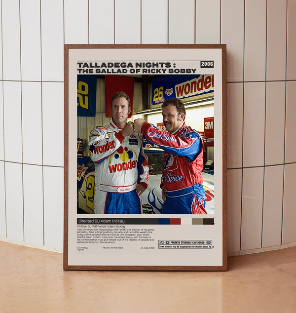 Talladega Nights The Ballad of Ricky Bobby, Adam McKay, Minimalist Movie Poster