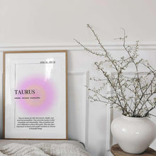 Taurus Art Print  Zodiac Wall Art  Astrology Poster  Aura Wall Art  Trendy Art Print  Spiritual Poster   Print 1556818090