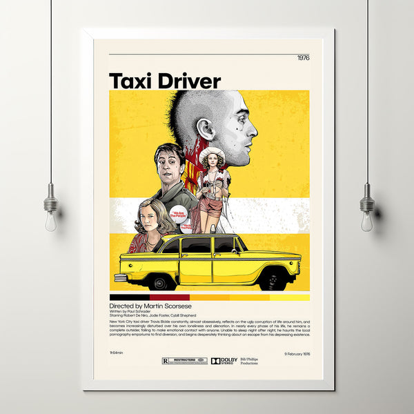 Taxi Driver Poster  Martin Scorsese, Minimalist Movie Poster, Vintage Retro Art Print, Custom Poster, Wall Art Print