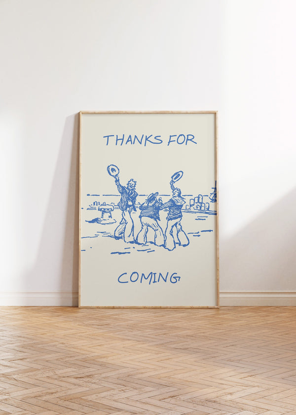 Thanks For Coming Print Vintage Sailor Poster Trendy Beachy Decor Cute Quote Art Aesthetic Apartment Wall Art  Wall Art 1 Print 1550533591