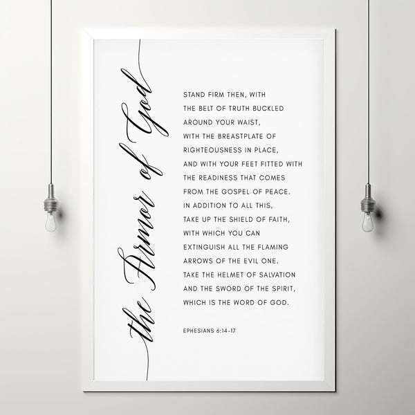 The Armor of God Ephesians 6:14 Scripture Wall Art | Modern Bible Verse Decor | Inspirational Scripture Poster