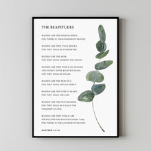 The Beatitudes Matthew 53-10 Christian Blessings Wall Art Print, Bible Verse Wall Art, Watercolor Botanical Scripture Poster