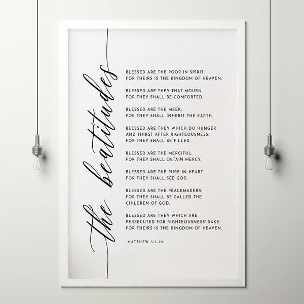 The Beatitudes Matthew 5:3-10 KJV Bible Verse Wall Art | Inspirational Scripture Printable | Uplifting Bible Verse Poster