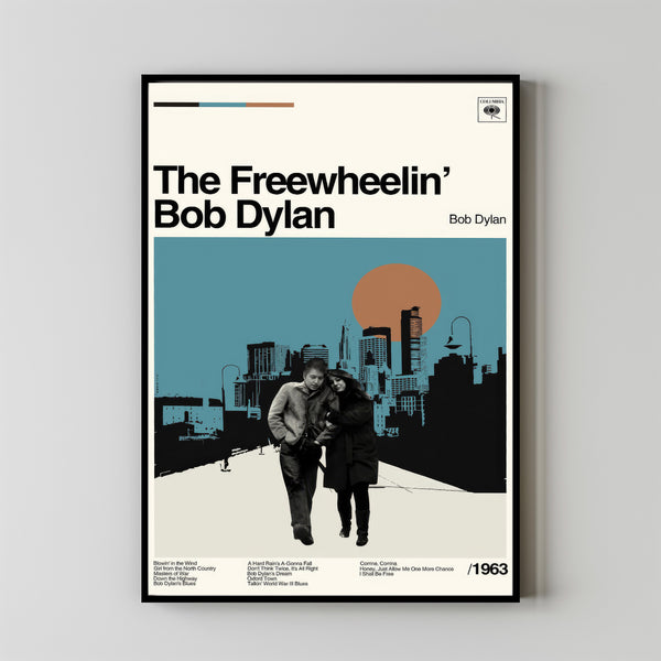 The Freewheelin Poster, Bob Dylan, Vintage Modern, Album Cover Poster, Minimalist Art, High Quality, Wall Art, Modern Vintage