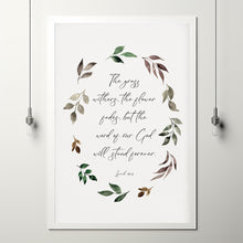 The Grass Withers The Flower Fades Isaiah 408 Autumn Poster Scripture Wall Art, Christian Thanksgiving Bible Verse  Print