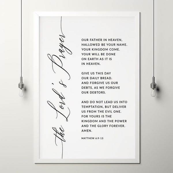 The Lord's Prayer KJV Matthew 6:9-13 Bible Verse | Modern Christian Scripture Poster | Ideal Bible Verse Gift
