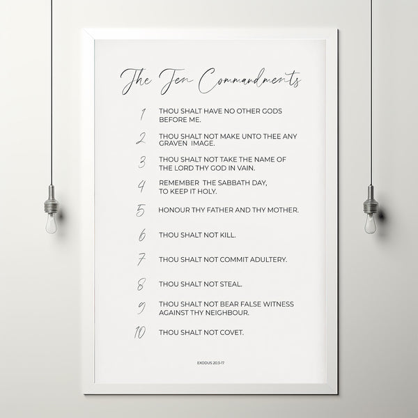 The Ten Commandments KJV Poster Bible Verse Wall Art Decor, Minimalist Christian Scripture Poster, Exodus 20317 Church Decor