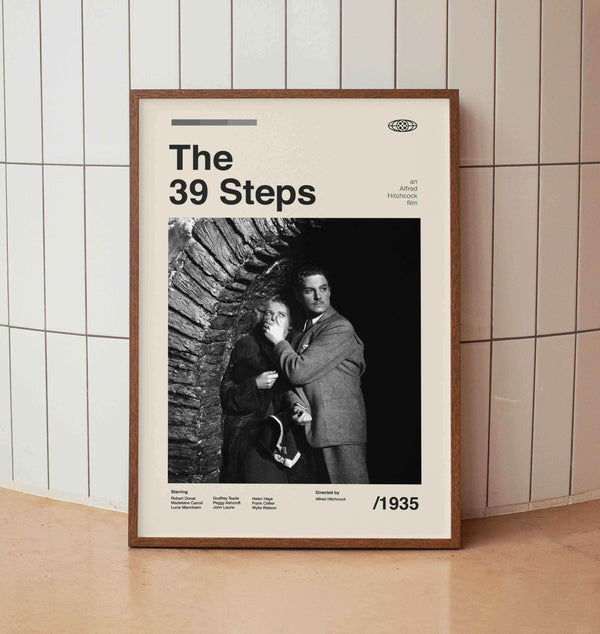 The 39 Steps Vintage Movie Poster - Alfred Hitchcock - Minimalist Midcentury Wall Art Print