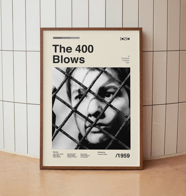 The 400 Blows Movie Poster -  François Truffaut - Vintage Minimalist Midcentury Wall Art Print