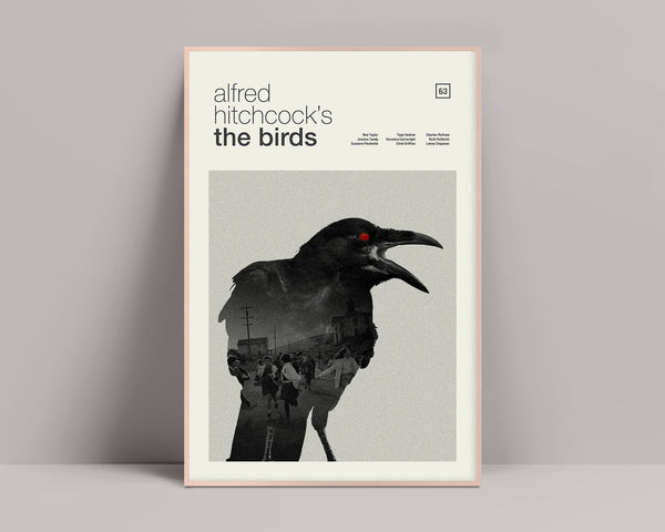 The Birds - Minimalist Poster, Alfred Hitchcock Poster, The Birds Poster, Rod Taylor, Jessica Tandy, Psycho Poster, Vertigo Poster, 621546677
