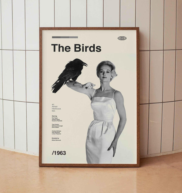 The Birds 1963 Vintage Movie Poster - Alfred Hitchcock - Minimalist Midcentury Wall Art Print 1