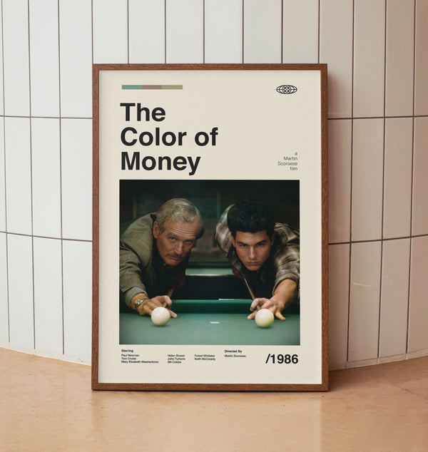 The Color of Money Movie Poster - Paul Newman Tom Cruise - Vintage Minimalist Midcentury Wall Art Print 1474745484