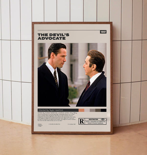The Devil's Advocate, Taylor Hackford, Minimalist Movie Poster, Vintage Retro ArtFilm Poster