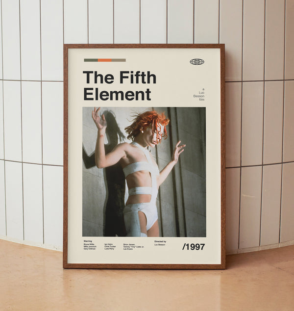 The Fifth Element Vintage Movie Poster - Bruce Willis Milla Jovovich -  Midcentury Minimalist Wall Art Print