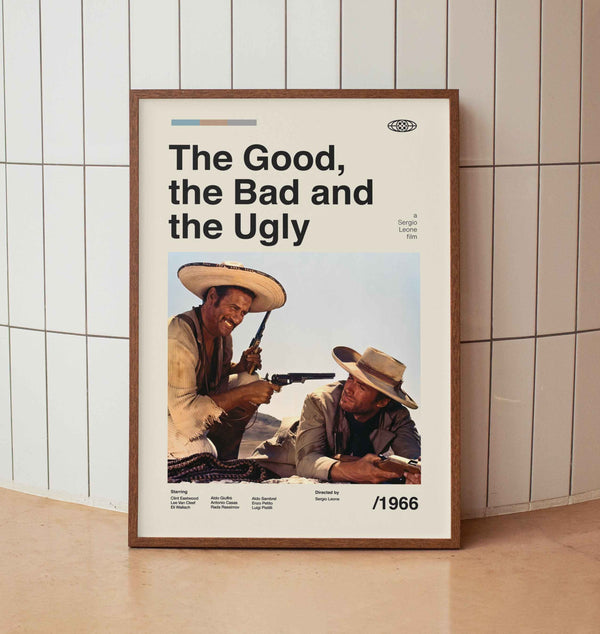 The Good, the Bad and the Ugly Vintage Movie Poster - Clint Eastwood Sergio Leone - Minimalist Midcentury Wall Art Print 1702118289