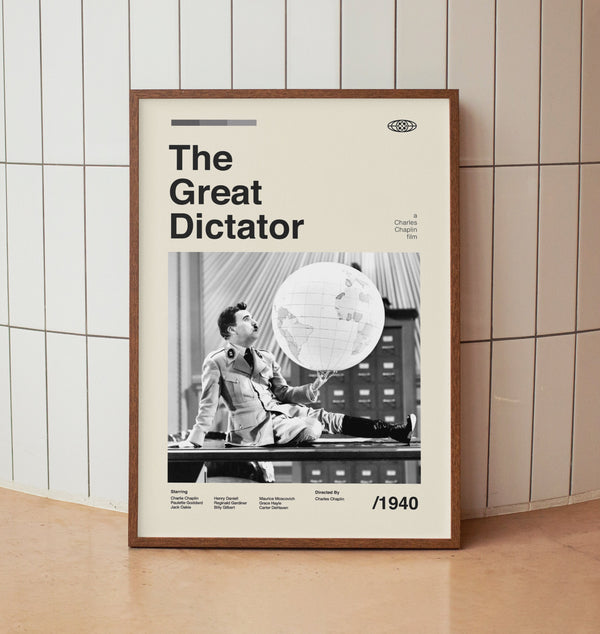 The Great Dictator Wall Art Print - Charlie Chaplin Movie Poster - Minimalist - Midcentury Art 1435707154