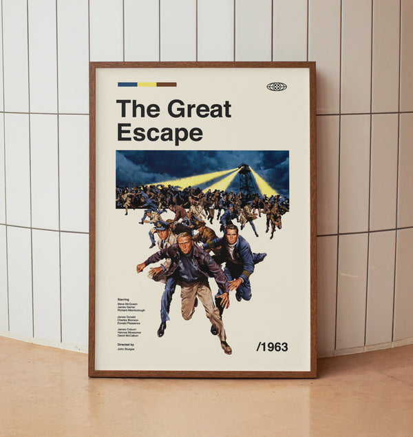 The Great Escape Vintage Movie Poster - Minimalist Midcentury Wall Art Print