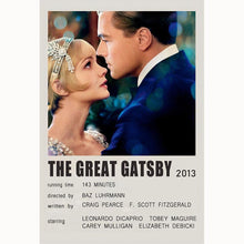 The Great Gatsby (2013) Movie Poster Canvas Poster Minimalist Poster Art Print Gifts for Lover Mural Painting Home Decoration 1760271780