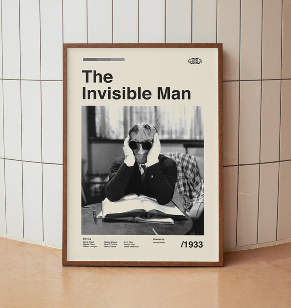 The Invisible Man Wall Art Print - Classic American Film Poster  - Midcentury Art