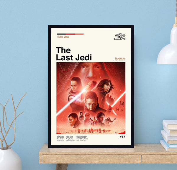 The Last Jedi Poster, Rian Johnson, Star Wars,  Movie Poster, Vintage Poster, Modern Art, Midcentury Poster, Film Poster, Wall Decor 1736466123