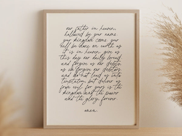 The Lord's Prayer Calligraphy Poster - Elegant Christian Gallery Wall Art, Ideal Gifts for Wife, Girlfriend, Mom, Sister (Physical Print) 1601160453
