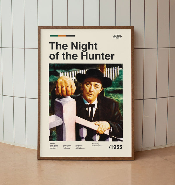 The Night of the Hunter Wall Art Print -  Robert Mitchum Film Poster - American Cinema- Midcentury Art 1411499473