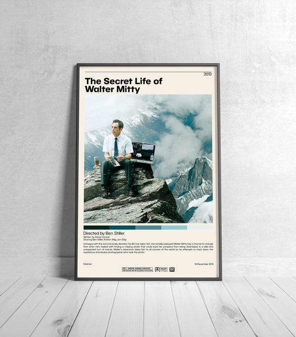 The Secret Life of Walter    Ben Stiller, Minimalist Movie Poster, Vintage Retro Art Print, Custom Poster, Wall Art Print, Home Decor 992083820