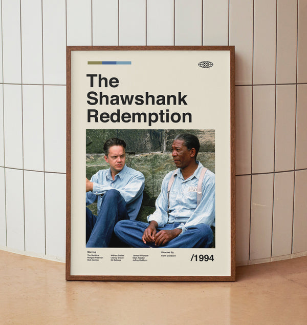 The Shawshank Redemption Midcentury Modern Print - Tim Robins Morgan Freeman Wall Art Print - Retro Movie Poster 1500559526