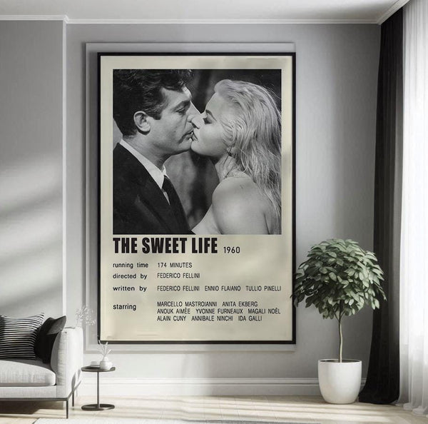 The Sweet Life 1960 Movie Poster Canvas Poster Minimalist Poster Art Print Gifts for Lover Mural Painting Home Decoration 1771409687