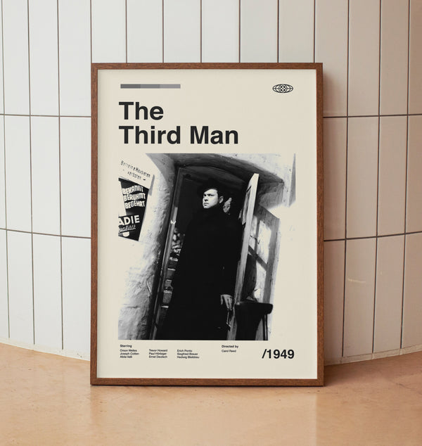The Third Man Vintage Movie Poster - Orson Welles Film Noir - Minimalist Midcentury Wall Art Print