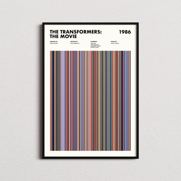 The Transformers 1986 Movie Barcode Print, The Transformers Print, The Transformers Poster, The Transformers Wall Art, The Transformers Art 1627716804