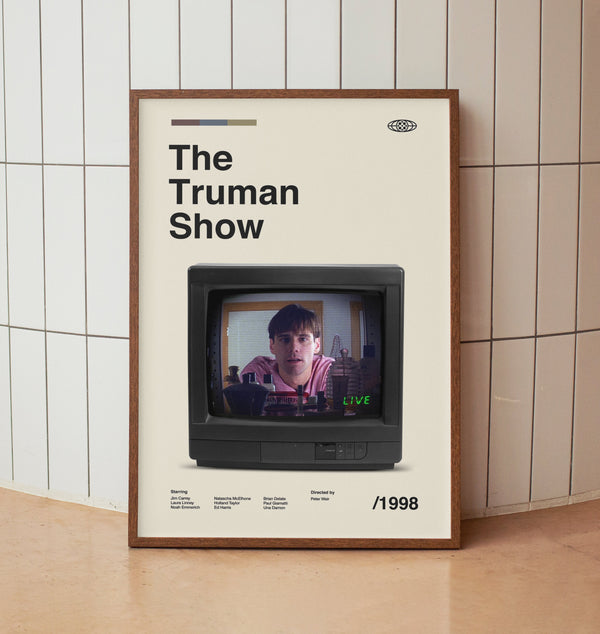The Truman Show Wall Art Print - Jim Carrey - Midcentury Vintage Minimalist  Movie Poster