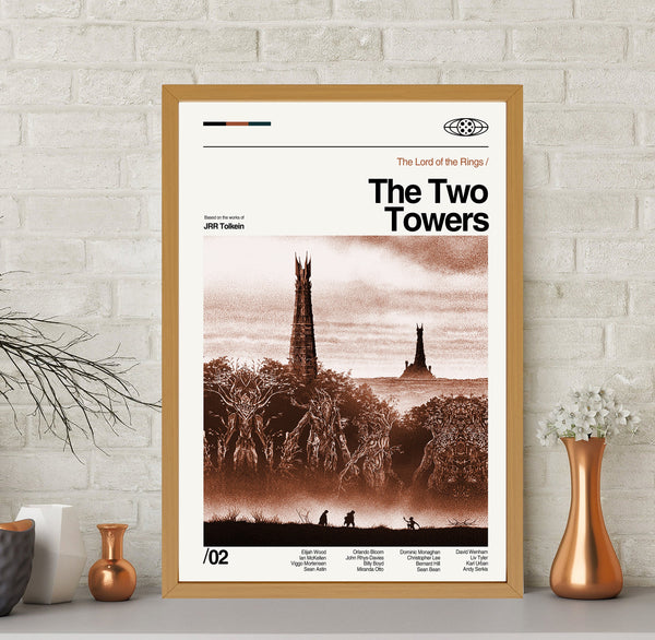 The Two Towers - Lord Of The Rings Poster, Retro Movie Poster, Minimalist Art, Midcentury Art, Retro Modern Poster, Dad Gifts, Gifts For Him