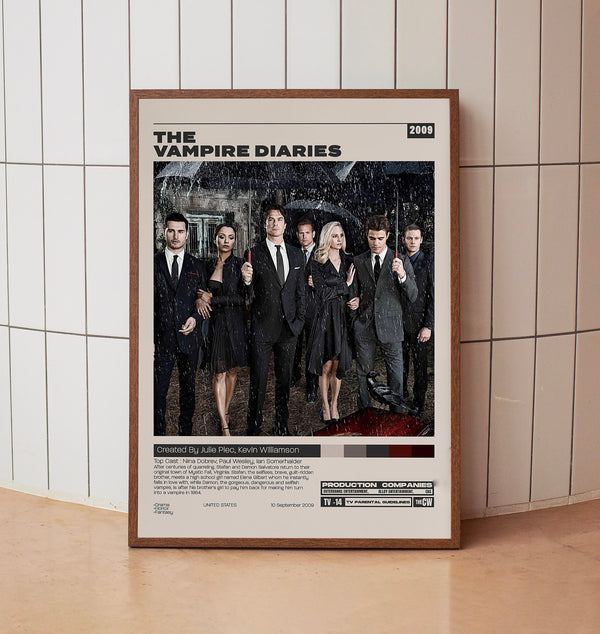 The Vampire Diaries, Julie Plec, Minimalist Tv Series, Vintage Retro Art