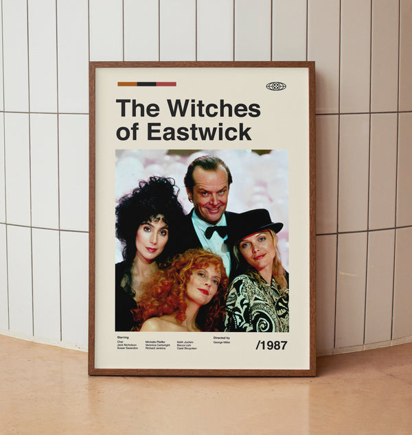 The Witches of Eastwick Vintage Movie Poster - Jack Nicholson Cher - Minimalist Midcentury Wall Art Print