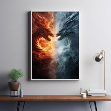 Dragons Oil Painting Poster - Ice and Fire Dragons Wall Art  Epic Fantasy Dragons Art  Ideal Gift for Dragon Enthusiasts