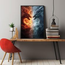 Dragons Oil Painting Poster - Ice and Fire Dragons Wall Art  Epic Fantasy Dragons Art  Ideal Gift for Dragon Enthusiasts