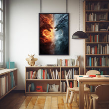 Dragons Oil Painting Poster - Ice and Fire Dragons Wall Art  Epic Fantasy Dragons Art  Ideal Gift for Dragon Enthusiasts