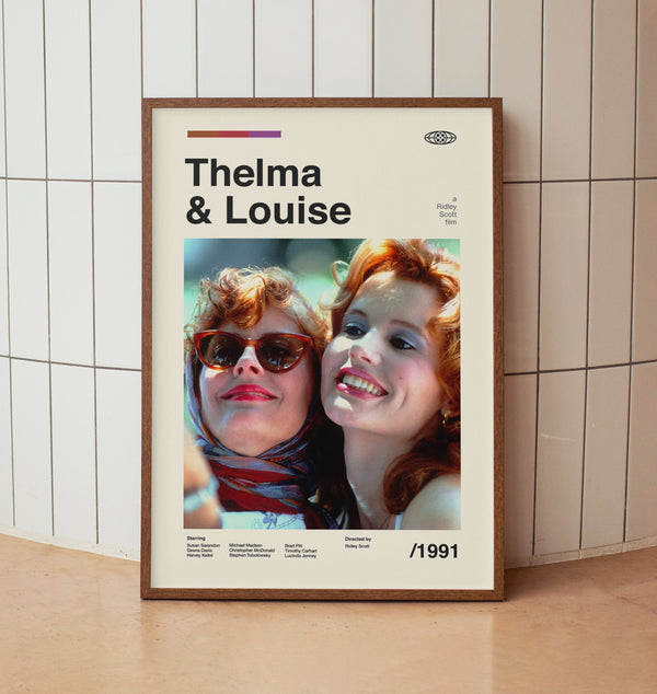 Thelma  & Louise Vintage Movie Poster - Susan Sarandon Geena Davis - Minimalist Midcentury Wall Art Print 1577034406