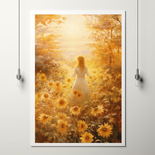 Women of Colors Art Print - Serene Girl with Flowers Poster - Nature-Inspired Home Wall Decor - Forest Ambiance Illustration for Cozy Interiors - Gift For Her