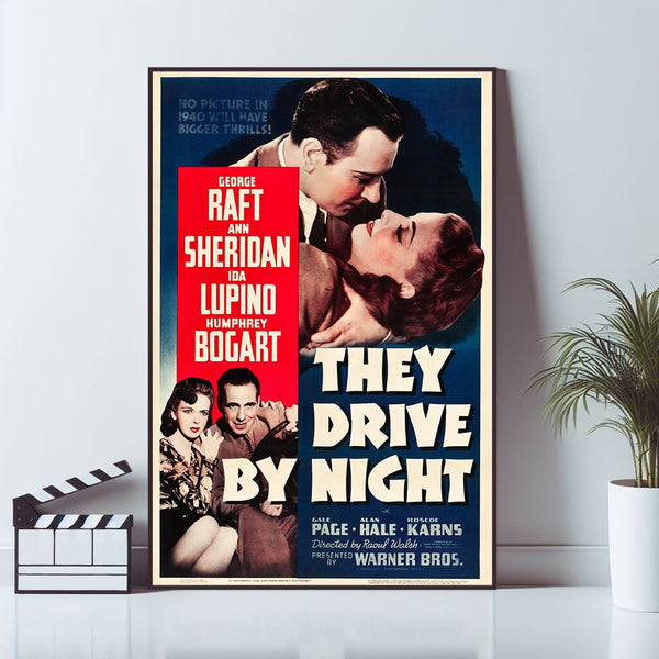 They Drive by Night Movie Poster, Wall Art Prints, Canvas Material Gift, High quality Canvas art print, Home Decor, Keepsake 1655109454