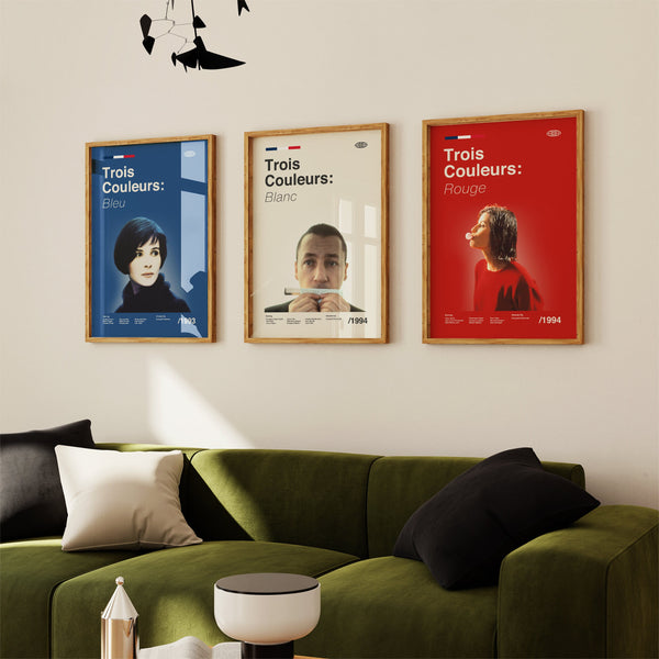 Three Colours Trilogy Collection Wall Art Print -  French Movie Poster - Midcentury Modern Art - Set of Three Prints 1425132792