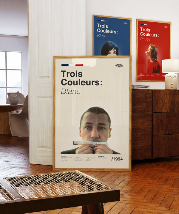 Three Colours White Wall Art Print -  French Movie Poster - Midcentury Modern Art 1425124010