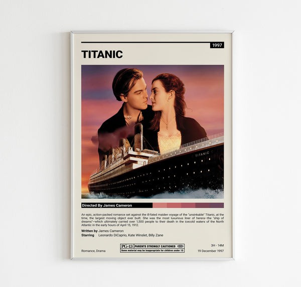 Titanic Movie Poster  James Cameron Movie  Minimalist Movie Poster  Vintage Retro Art Print  Gift idea  Wall Art Print  Couple Poster 1621032022